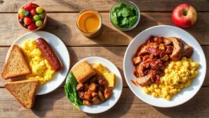 Including Shopping Listunc Chapel Hill–Style 7-Day Meal Plan Featuring a Week of Balanced, Campus-Friendly Meals Full of Carolina Flavor With Day 1 Including Scrambled Eggs, Turkey Sausage, Whole Wheat Toast, Fruit Cup, Grilled Chicken Sandwich, Side Salad With Vinaigrette, Baked Sweet Potato Fries, BBQ Pulled Pork, Mac and Cheese, Collard Greens, Cornbread, Carolina Trail Mix, Apple With Peanut Butter