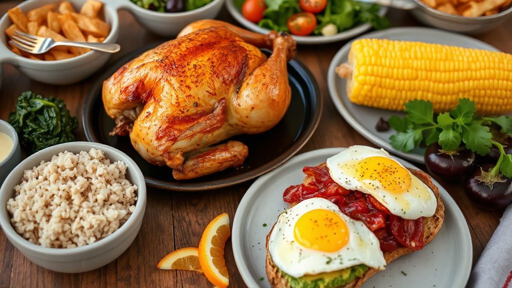 roasted chicken with accompaniments