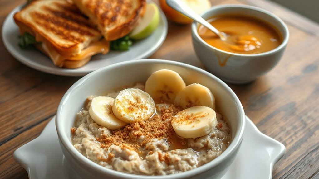 warm oatmeal with toppings