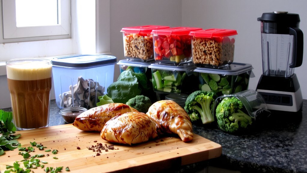 batch cook proteins carbs veggies