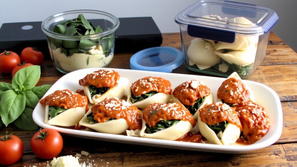 freezable spinach feta shells